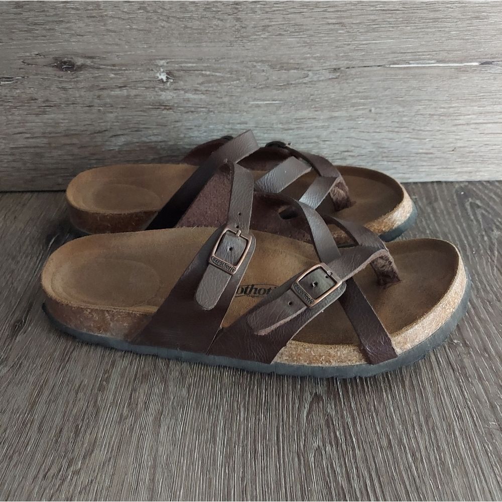 Aerothotic Women's Celestis Soft Footbed Strappy Slide Sandals - Brown, Size 9